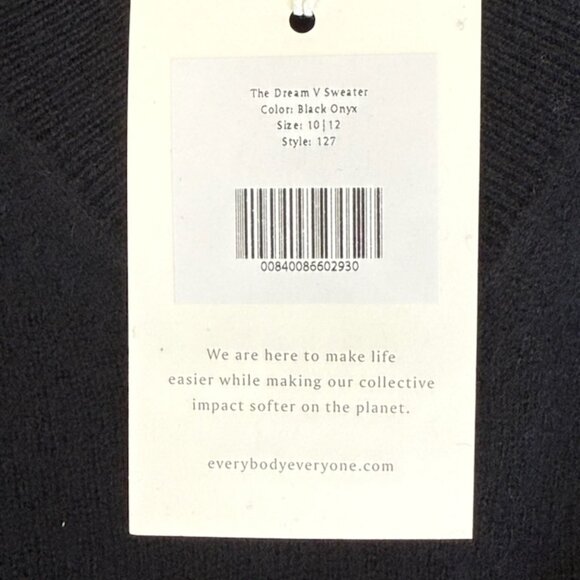 EVERYBODY & EVERYONE Cashmere/ Wool Blend V-Neck Sweater Size 10-12 Black - NWT - Picture 7 of 10